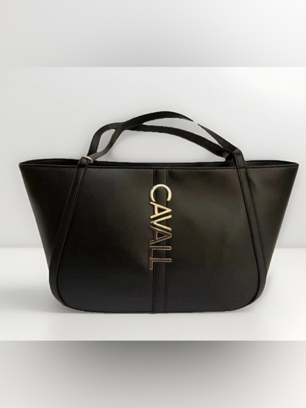 Cavalli Class Black Sandra Shopper Tote Bag